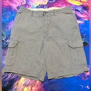 Men's Striped Gray /blue Cargo Shorts Size 34